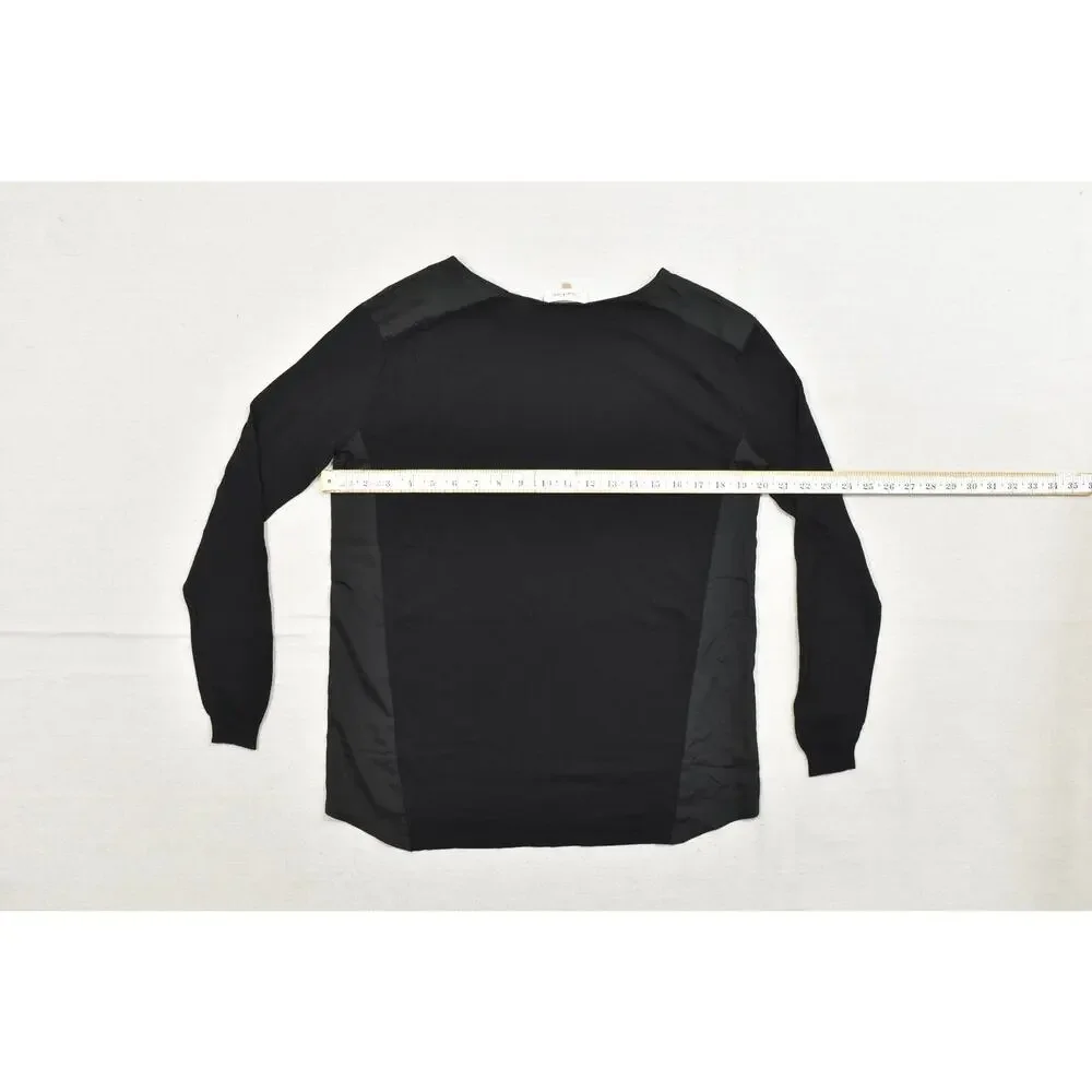 Calvin Klein Women's Small Black Mixed Media Long Sleeve Knit Top Viscose Nylon